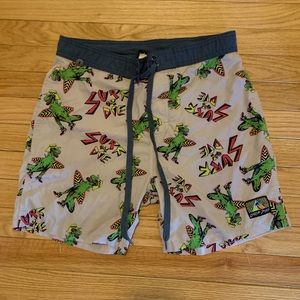 Catch Surf Surf or Die Dinosaur Board Shorts Men’s W30 Swim Trunks